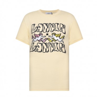 랑방 남자 이니셜 아이보리 반팔티 - LANVIN Mens Ivory Tshirts 