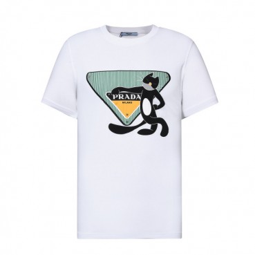 프라다 여자 크루넥 화이트 반팔티 - Unisex  White Tshirts 