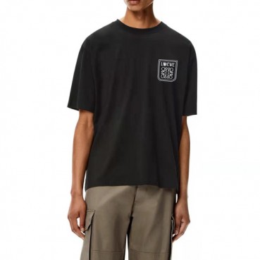 로에베 남자 이니셜 블랙 반팔티 - Unisex Black Tshirts 