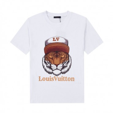 루이비통 남자 크루넥 화이트 반팔티 - Unisex White Tshirts 