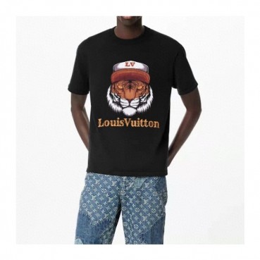 루이비통 남자 크루넥 블랙 반팔티 - Unisex Black Tshirts 