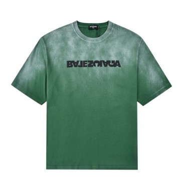 발렌시아가 남자 크루넥 그린 반팔티 - Unisex Green Tshirts 