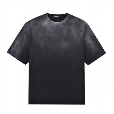 발렌시아가 남자 크루넥 블랙 반팔티 - Unisex Black Tshirts 