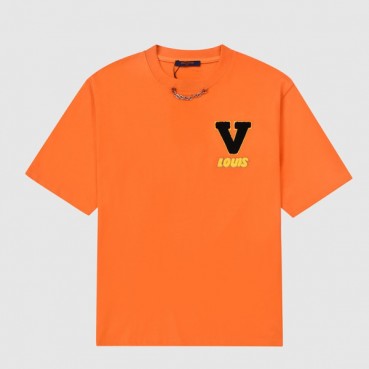 루이비통 남자 크루넥 오렌지 반팔티 - Unisex Orange Tshirts 