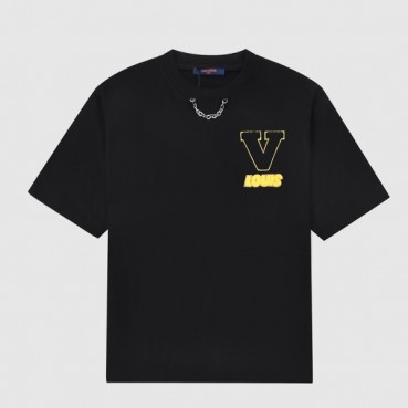 루이비통 남자 크루넥 블랙 반팔티 - Unisex Black Tshirts 