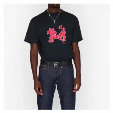 디올 남자 크루넥 블랙 반팔티 - Unisex Black Tshirts 