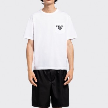 프라다 남자 크루넥 화이트 반팔티 - Unisex  White Tshirts 