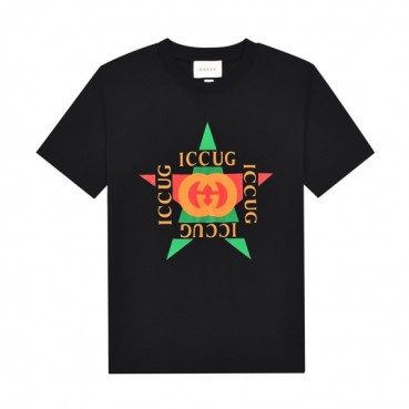구찌 남자 크루넥 블랙 반팔티 - Unisex Black Tshirts 