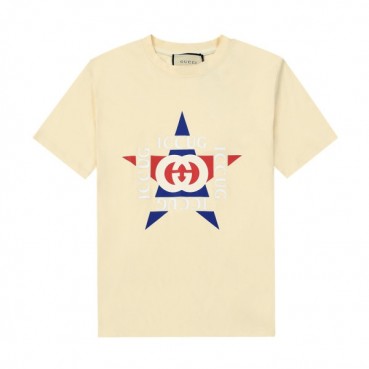 구찌 남자 크루넥 아이보리 반팔티 - Unisex Ivory Tshirts 