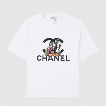 샤넬 여자 크루넥 화이트 반팔티 - Unisex White Tshirts 