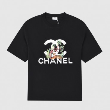 샤넬 여자 크루넥 블랙 반팔티 - Unisex Black Tshirts 