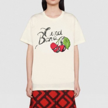 구찌 여자 크루넥 아이보리 반팔티 - Unisex Ivory Tshirts 