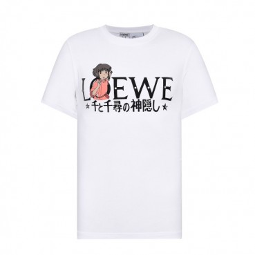 로에베 남자 이니셜 화이트 반팔티 - Unisex White Tshirts 