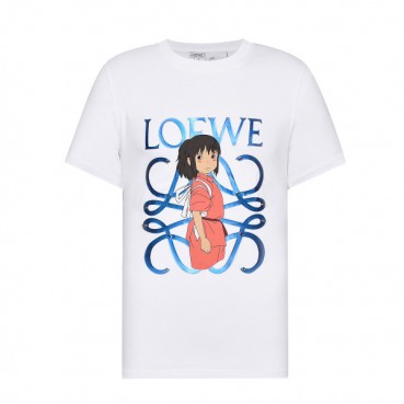 로에베 남자 이니셜 화이트 반팔티 - Unisex White Tshirts 