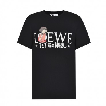 로에베 남자 이니셜 블랙 반팔티 - Unisex Black Tshirts 