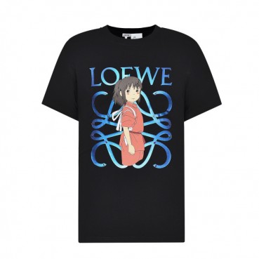 로에베 남자 이니셜 블랙 반팔티 - Unisex Black Tshirts 