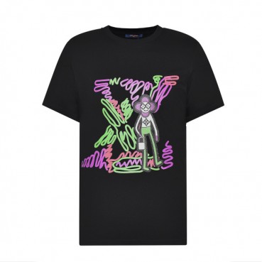 루이비통 남자 크루넥 블랙 반팔티 - Unisex Black Tshirts 