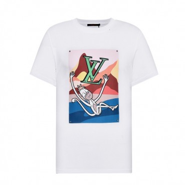 루이비통 남자 크루넥 화이트 반팔티 - Unisex White Tshirts 