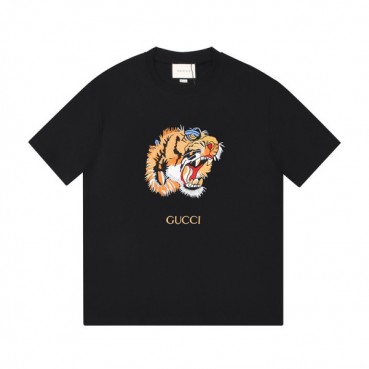 구찌 여자 크루넥 블랙 반팔티 - Unisex Black Tshirts 