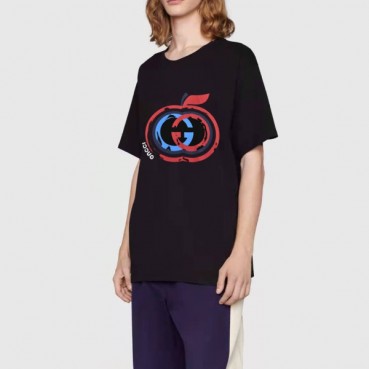 구찌 여자 크루넥 블랙 반팔티 - Unisex Black Tshirts 