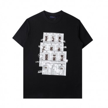 루이비통 남자 크루넥 블랙 반팔티 - Unisex Black Tshirts 