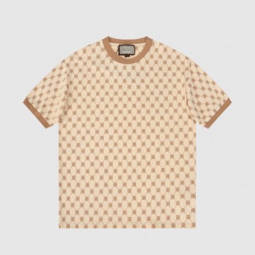 구찌 남자 크루넥 카멜 반팔티 - Ladys Camel Tshirts 