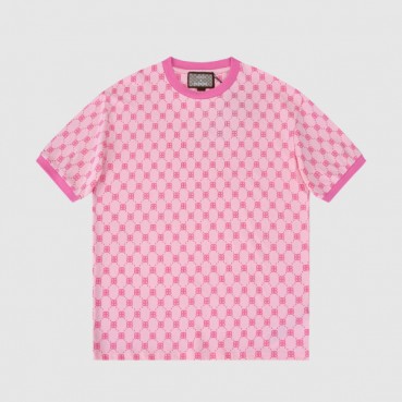 구찌 남자 크루넥 핑크 반팔티 - Ladys Pink Tshirts 