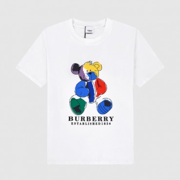 버버리 남자 크루넥 화이트 반팔티 - Unisex White Tshirts 