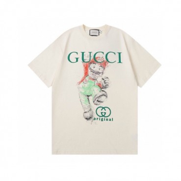 구찌 남자 크루넥 아이보리 반팔티 - Unisex Ivory Tshirts 