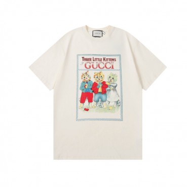 구찌 남자 크루넥 아이보리 반팔티 - Unisex Ivory Tshirts 
