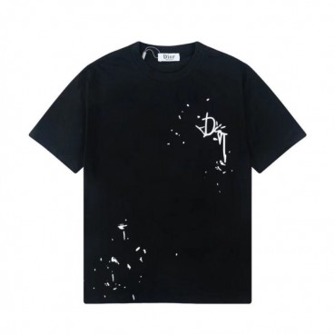 디올 남자 크루넥 블랙 반팔티 - Unisex Black Short