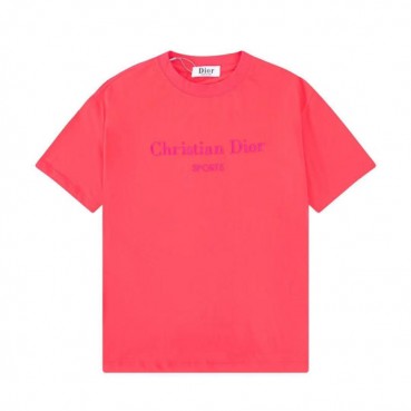 디올 남자 크루넥 핑크 반팔티 - Unisex Pink Short