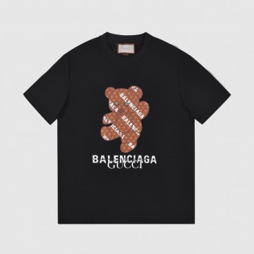 구찌 남자 크루넥 블랙 반팔티 - Unisex Black Short