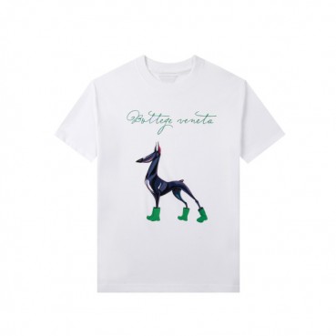 Bottega Veneta  Unisex Casual Short-sleeved Tshirts White 