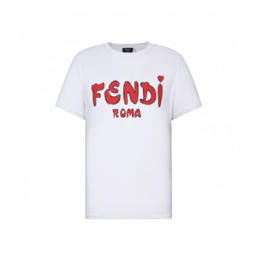 Fendi  Unisex Logo Casual Short Sleeved Tshirts White - 펜디 2021 남/녀 로고 캐쥬얼 코튼 반팔티 Fen01128x Size(s 