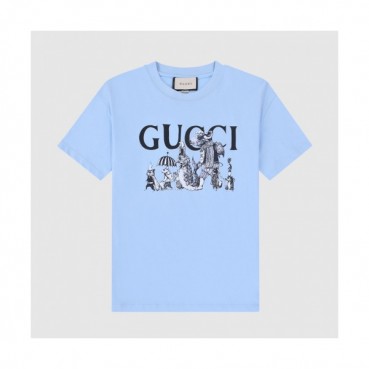 Gucci  Unisex Logo Short Sleeved Tshirts Blue - 구찌 2021 남/녀 로고 반팔티 Guc04522x Size(xs 