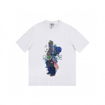 Loewe  Unisex Smile Short Sleeved Tshirts White - 로에베 2021 남/녀 폴로 반팔티 Loe0537x Size(xs 