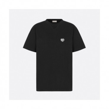 Dior  Unisex Casual Crew-neck Short Sleeved Tshirts Black 