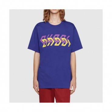 Gucci  Unisex Logo Short Sleeved Tshirts Blue - 구찌 2021 남/녀 로고 반팔티 Guc04532x Size(xs 