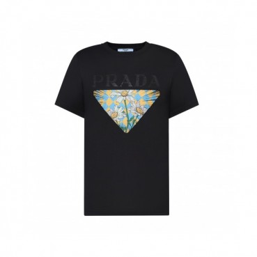 Prada  Unisex Logo Short Sleeved Tshirts Black - 프라다 2021 남/녀 로고 반팔티 Pra02549x Size(s 