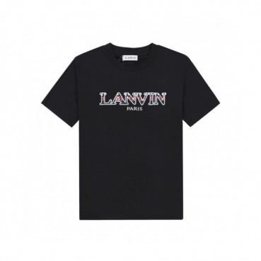 LANVIN Unisex Tshirts Black - 랑방 2021 남/녀 로고 반팔티 