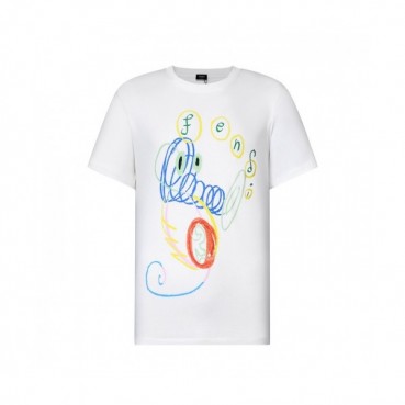 Fendi  Mens Logo Casual Short Sleeved Tshirts White - 펜디 2021 남성 로고 캐쥬얼 코튼 반팔티 Fen01107x Size(xs 