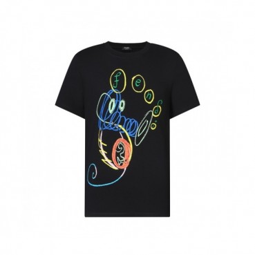 Fendi  Mens Logo Casual Short Sleeved Tshirts Black - 펜디 2021 남성 로고 캐쥬얼 코튼 반팔티 Fen01106x Size(xs 
