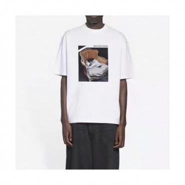 Balenciaga  Mm/Wm Logo Cotton Short Sleeved Tshirts White - 발렌시아가 2021 남/녀 로고 코튼 반팔티 Bal01240x Size(s 