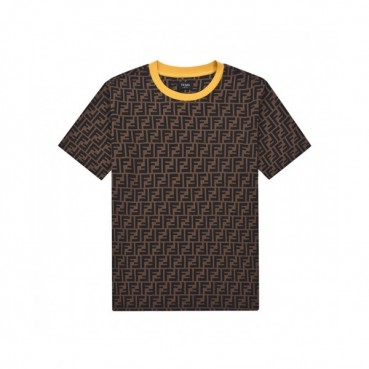 Fendi  Mens Logo Casual Short Sleeved Tshirts Brown - 펜디 2021 남성 로고 캐쥬얼 코튼 반팔티 Fen01099x Size(s 