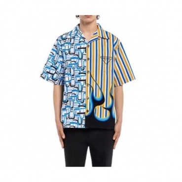 Prada  Mens Basic Logo Short Sleeved Tshirts Blue - 프라다 2021 남성 베이직 로고 폴로 반팔티 Pra02432x Size(s 