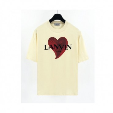 LANVIN Unisex Tshirts Ivory - 랑방 2021 남/녀 로고 반팔티 