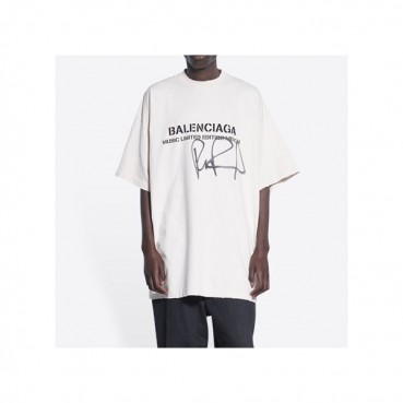 Balenciaga  Mm/Wm Logo Cotton Short Sleeved Tshirts Ivory - 발렌시아가 2021 남/녀 로고 코튼 반팔티 Bal01164x Size(xs 