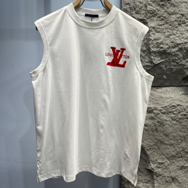 루이비통 남성 화이트 크루넥 나시 - Louis vuitton Mens White Sleeveless Tshirts 