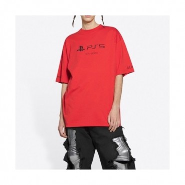 Balenciaga  Mm/Wm Logo Cotton Short Sleeved Tshirts Red - 발렌시아가 2021 남/녀 로고 코튼 반팔티 Bal01144x Size(xs 